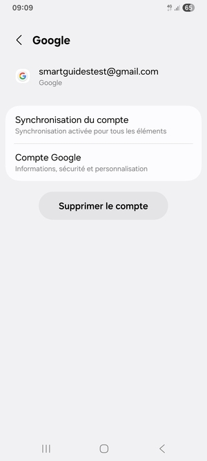 Sélectionnez Synchronisation du compte