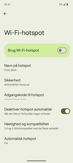 Vælg Adgangskode til hotspot