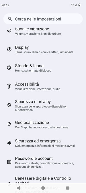 Scorri e seleziona Sicurezza e privacy