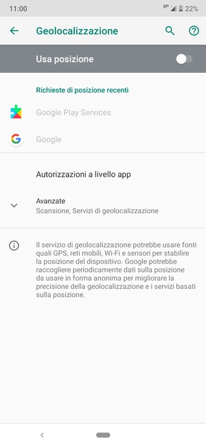 Disattiva Usa posizione