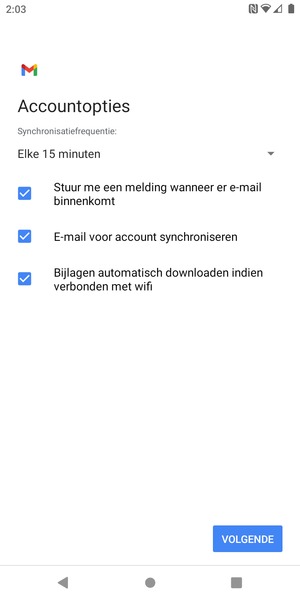 Selecteer VOLGENDE