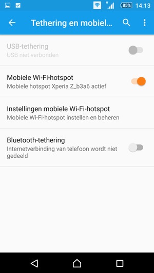 Uw telefoon is nu geïnstalleerd voor gebruik als modem