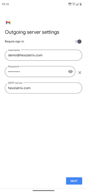 Enter  Outgoing server address and select NEXT
