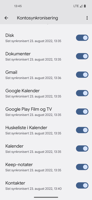 Forsikre deg om at Kontakter er valgt