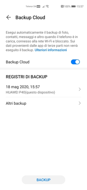 Il backup è stato creato