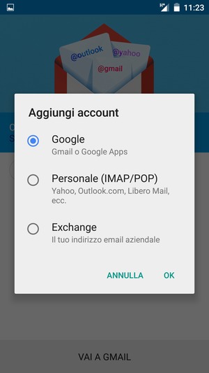Seleziona Google e OK