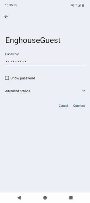 Enter the Wi-Fi password and select Connect