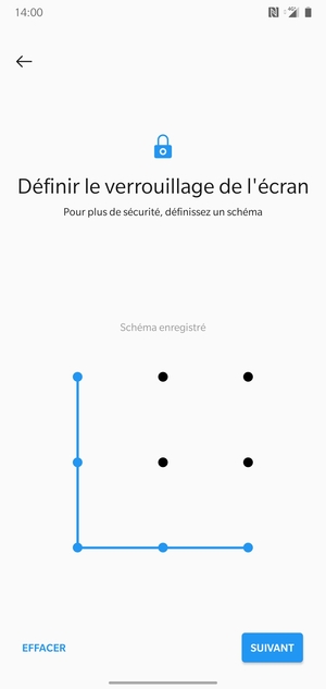 Dessinez un motif de déverrouillage et sélectionnez SUIVANT