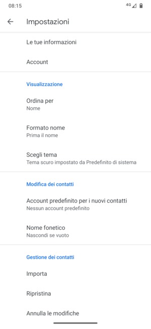 Seleziona Importa