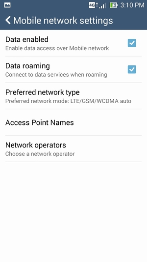 Turn Data roaming on or off