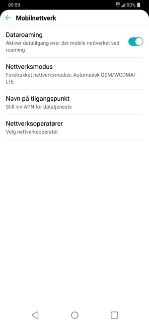 Slå Dataroaming på eller av