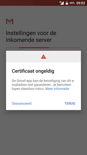 Selecteer TERUG
