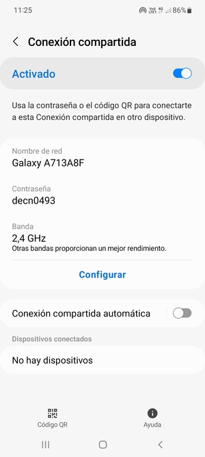 El teléfono ha sido configurado para su uso como módem