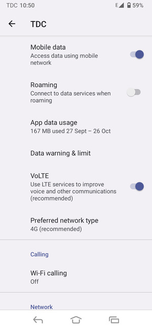 Select Preferred network type