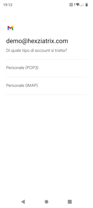 Seleziona Personale (POP3) o Personale (IMAP)