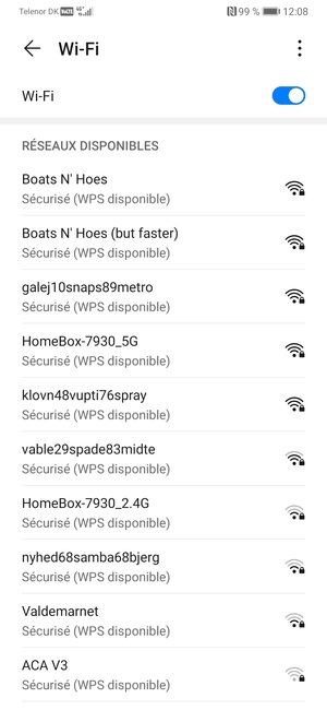 Sélectionnez le réseau sans fil auquel vous souhaitez vous connecter
