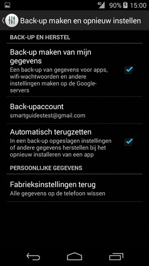 Selecteer Back-upaccount