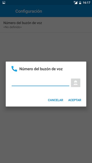 Introduzca el Número del buzón de voz y seleccione ACEPTAR
