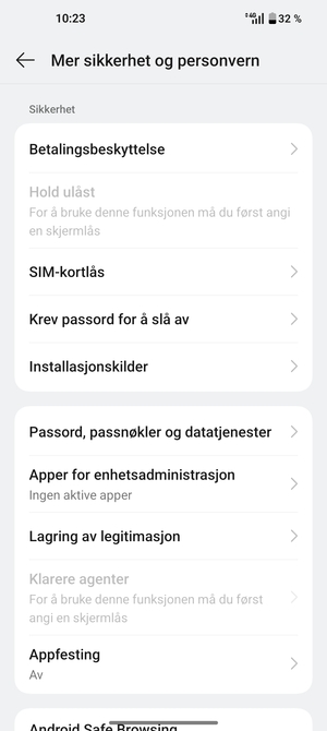 Bla til og velg SIM-kortlås