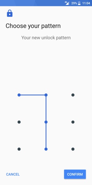Draw the unlock pattern again and select CONFIRM