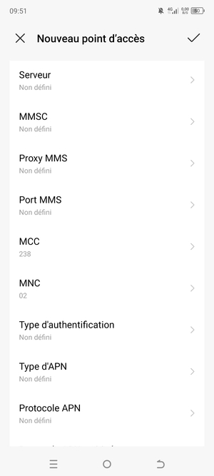 Faites défiler vers le bas et saisissez les informations Internet