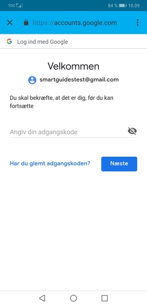 Indtast din Gmail adgangskode og vælg Næste