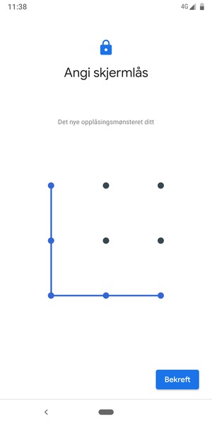 Tegn opplåsingsmønsteret igjen og velg Bekreft
