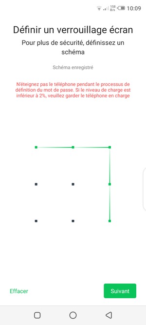 Dessinez un motif de déverrouillage et sélectionnez Suivant