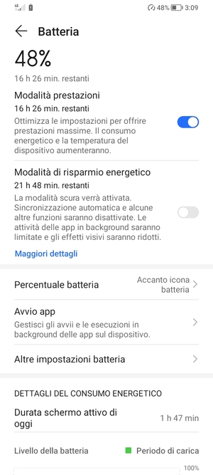 Attiva Modalità prestazioni