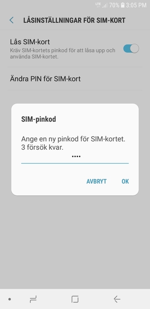 Ange din Ny SIM-pinkod och välj OK