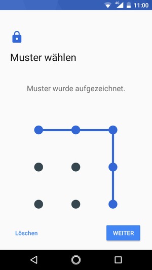 Zeichnen Sie ein Entsperrmuster und wählen Sie WEITER