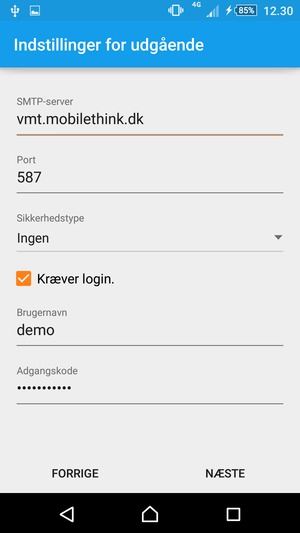 Indtast udgående serveradresse