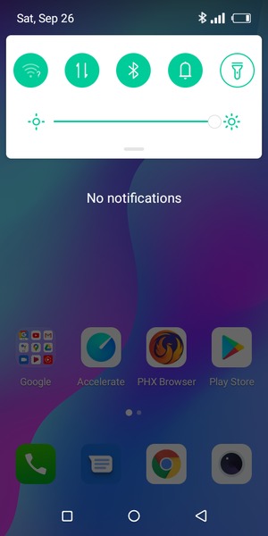 Slide down the top menu again