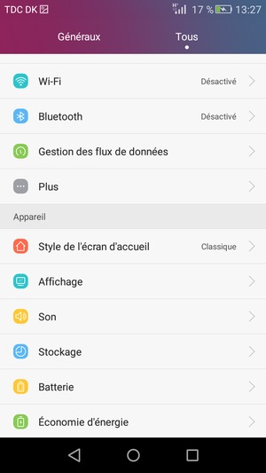 Sélectionnez Tous et faites défiler et sélectionnez Économie d'énergie