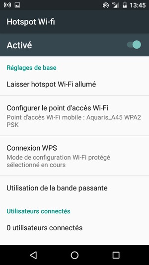 Votre téléphone est maintenant configuré pour être utilisé comme modem