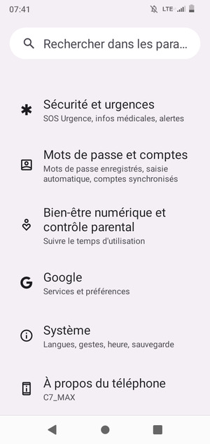 Faites défiler et sélectionnez Système
