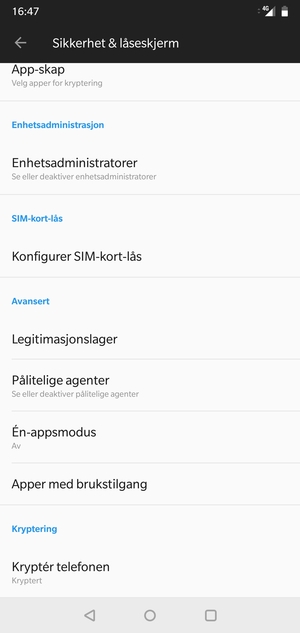 Bla til og velg Konfigurer SIM-kort-lås