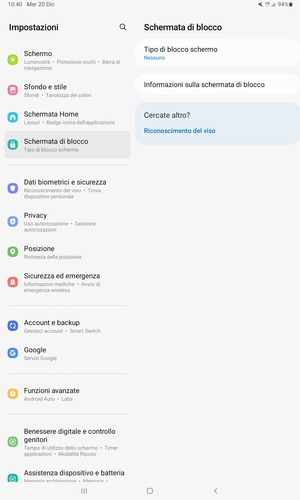 Per attivare il blocco dello schermo, vai al menu Impostazioni e seleziona Schermata di blocco