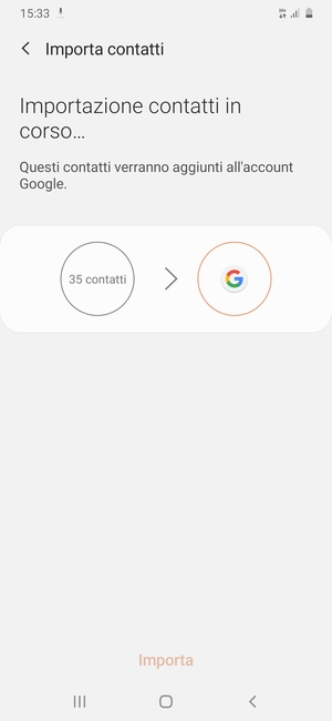 I tuoi contatti verranno salvati sul tuo account Google, e salvati sul tuo telefono la prossima volta che Google sarà sincronizzato.