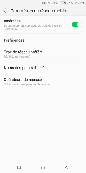 Activer ou désactiver Itinérance