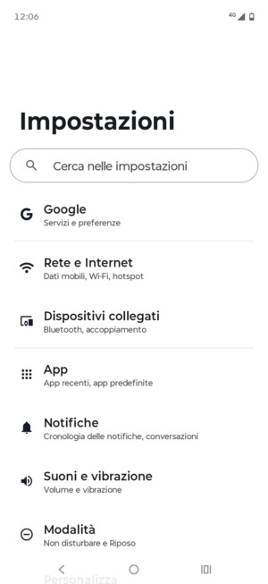 Seleziona Rete e Internet