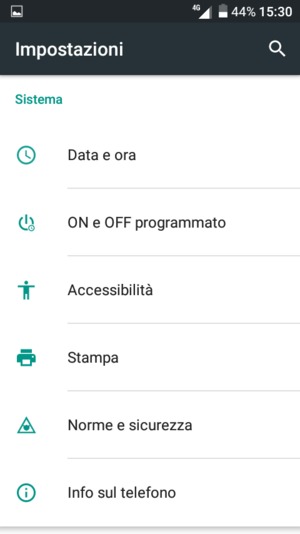 Scorri e seleziona Info sul telefono