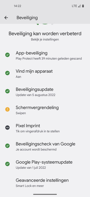 Scroll naar en selecteer Geavanceerde instelingen