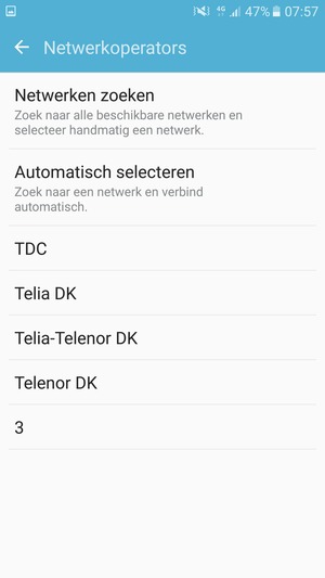 Selecteer een netwerkoperator uit de lijst