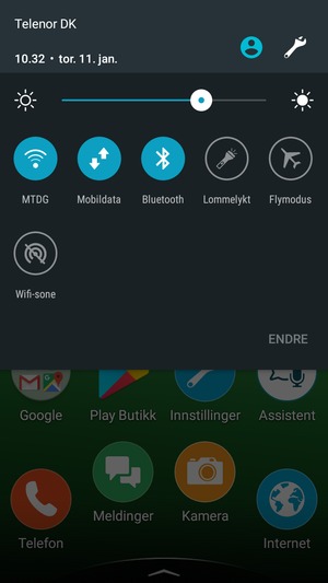 Slå av Wi-Fi  og Bluetooth
