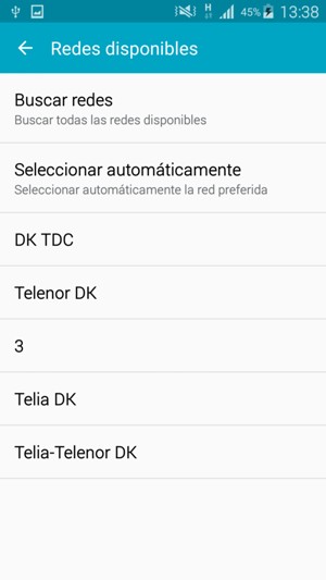 Seleccione un operador de red de la lista