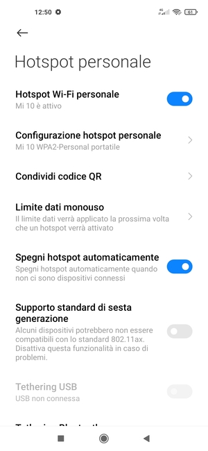 Il telefono è ora pronto per essere usato come modem