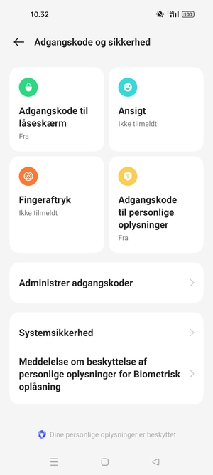 For at aktivere din skærmlås, gå til menuen Adgangskode og sikkerhed og vælg Adgangskode til låseskærm
