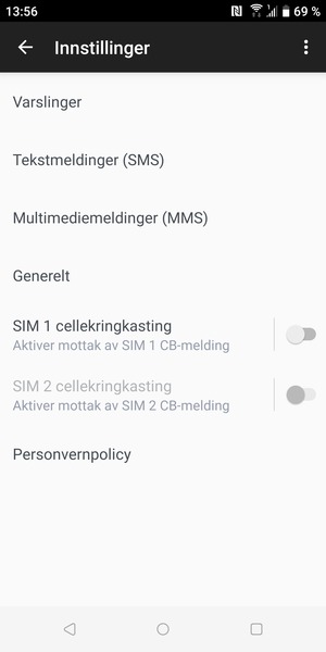 Velg Tekstmeldinger (SMS)