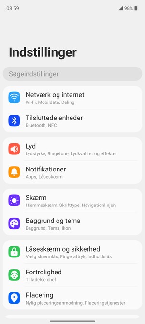 Vælg Netværk og internet